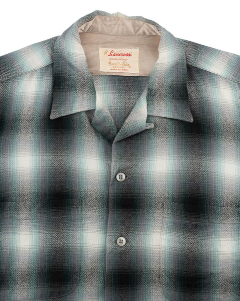 60's Shadow Plaid Loop Collar Shirt - Medium