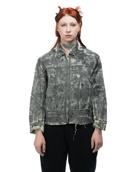 50's Boxy Thrashed & Repaired Rayon Ricky Jacket - Small