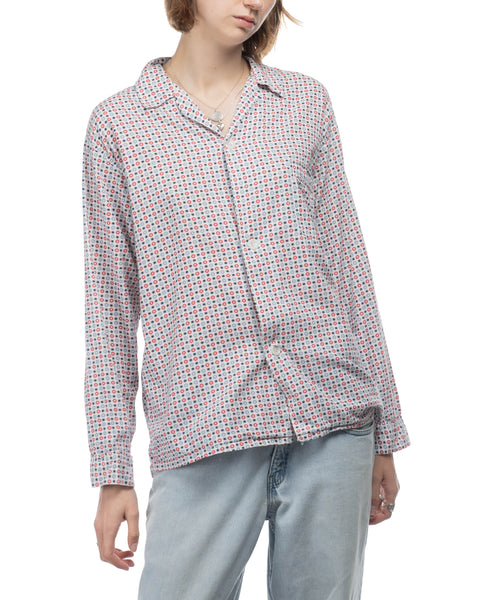 60's Patterned Button-Up Shirt - Medium