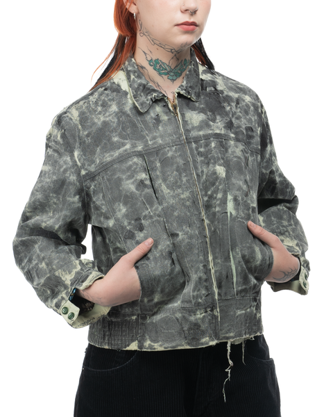 50's Boxy Thrashed & Repaired Rayon Ricky Jacket - Small