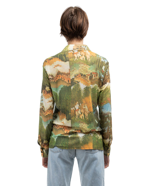 70's Printed Button-Up - Large