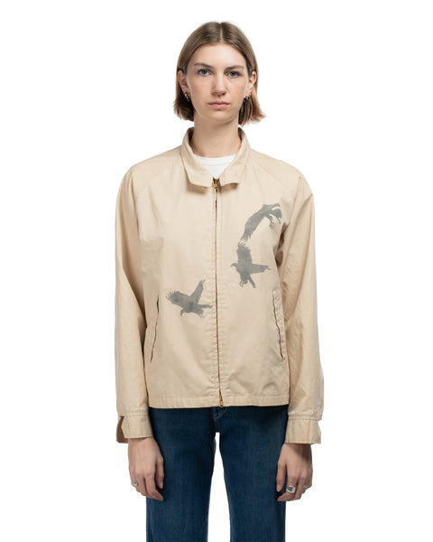 60's Crow Print Harrington Jacket - Large