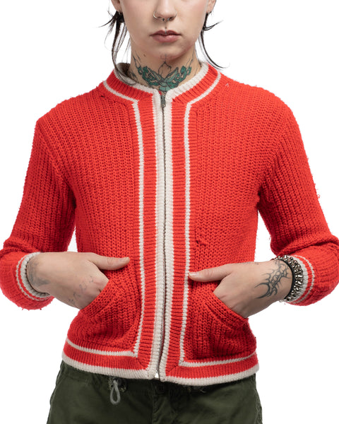 60's Zip Cardigan Sweater - XS