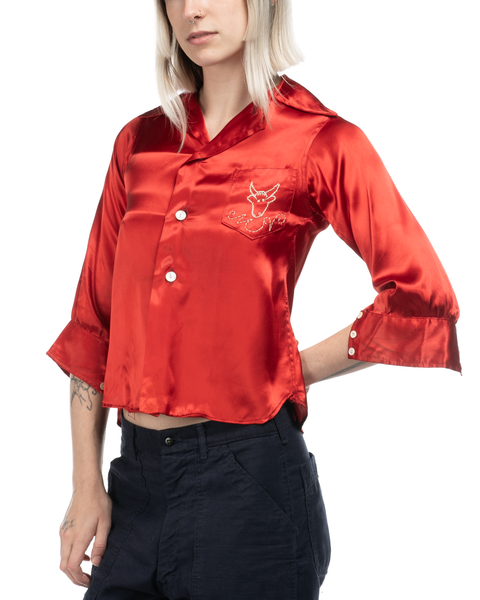1950s Embroidered Satin Western Shirt