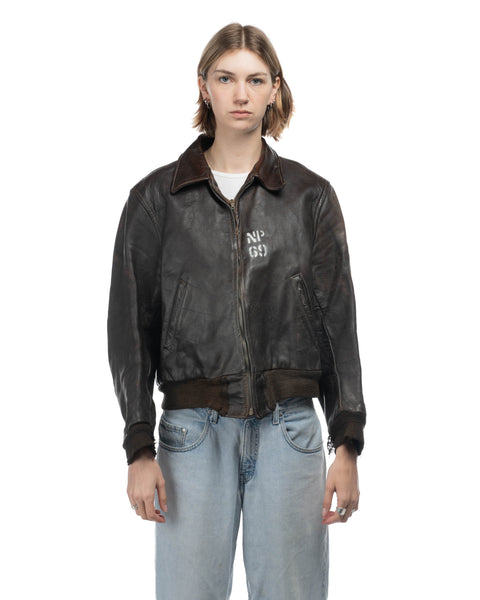 50's Horsehide Stenciled Jacket - Large