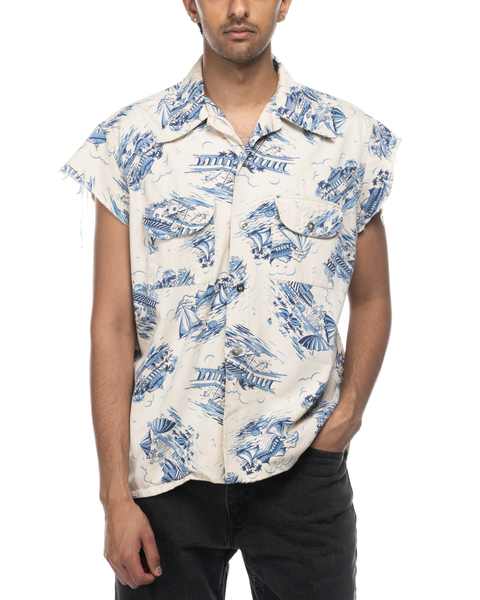 1950s Chad Marlboro Heavy Cotton Beach Shirt