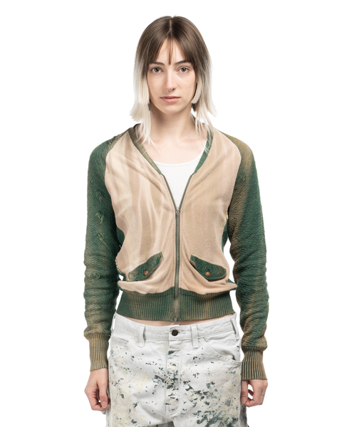 1930s Faded Paneled Zip-Cardigan