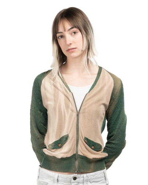 1930s Faded Paneled Zip-Cardigan