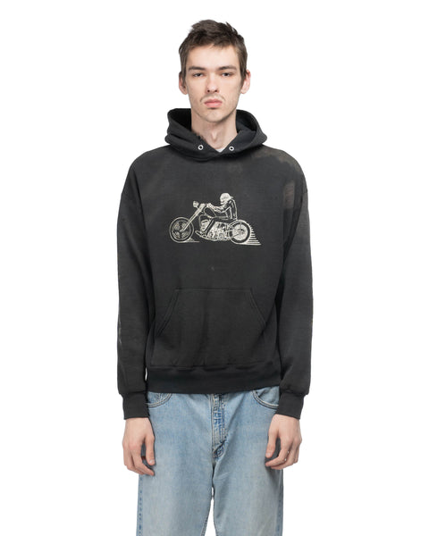 90's Faded Moto Hoodie - Large