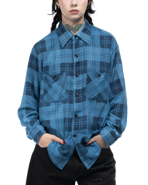 70s Plaid Cotton Flannel - XL
