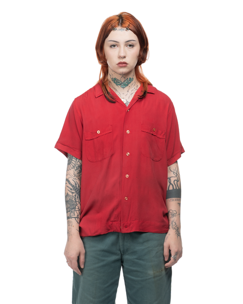 60's Chain-Stitched Rayon Bowling Shirt - Medium