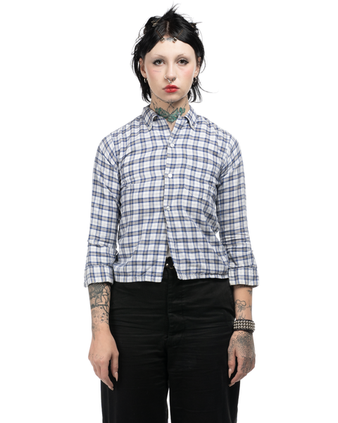 1950s Plaid Oxford Loop-Collar Shirt