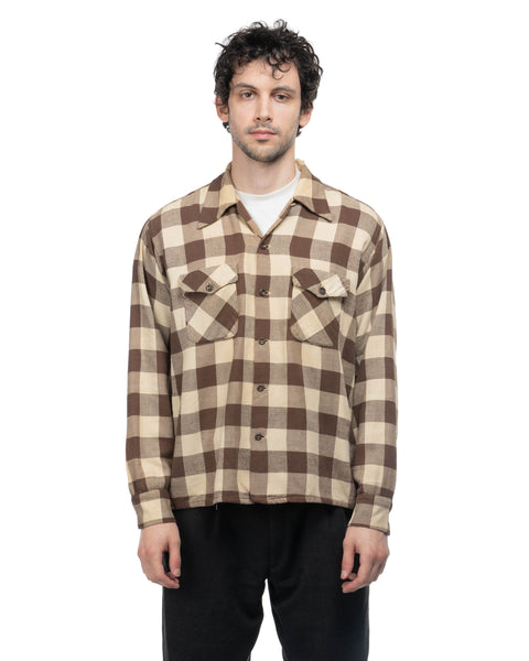 50's Plaid Loop Collar Cotton Flannel - Large