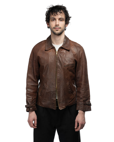 1940s Strappy Half Belted Leather Jacket