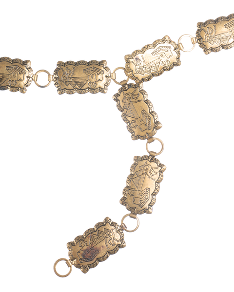 70's Egyptian Motif Chain Belt - 20" - 33"