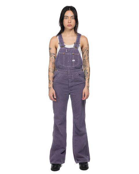 70's Lee Grape Hickory Stripe Overalls - XS