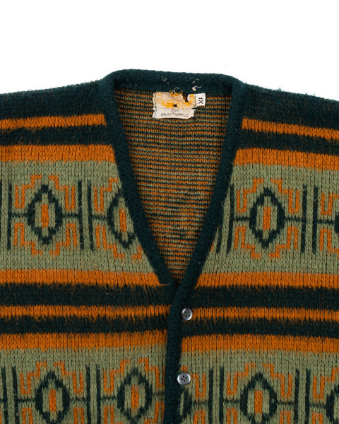 60’s Patterned Acrylic Cardigan - Large