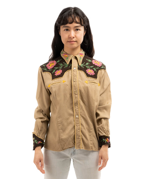 50’s Embroidered Western Blouse - Small