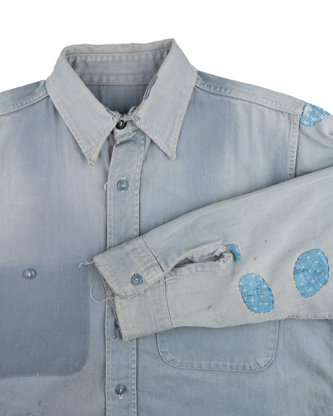40’s Hand Repaired Calico Patch Work Shirt - Small