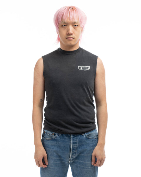 80's Shades of Grey Leather Tee - Medium