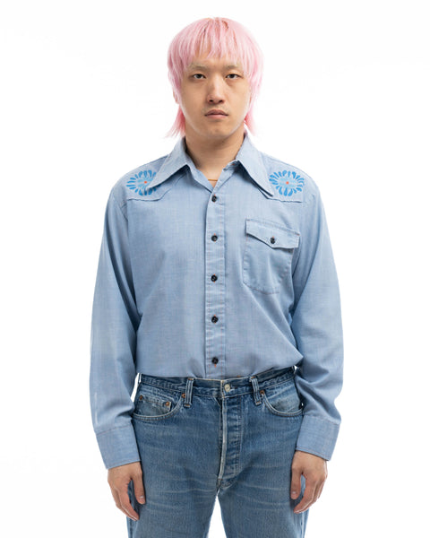 90’s Embellished Chambray Shirt - Large