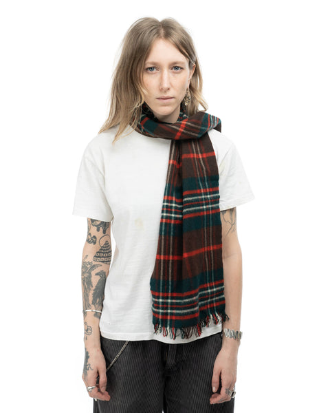 70’s Scottish Wool Plaid Scarf - OS