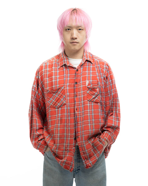 80’s Thrashed Plaid Button-Up Shirt - XXL