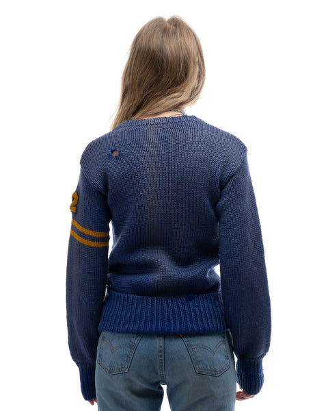 30’s Wool Knit Varsity Sweater - Small