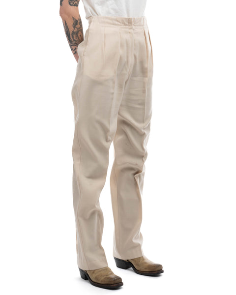70’s Slubby Cotton Pleated Trousers - 24” x 29”