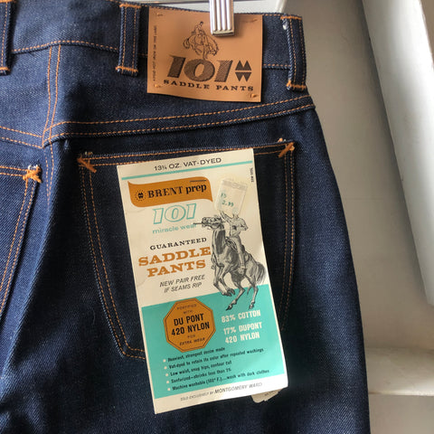 60's Deadstock Montgomery Ward 101 Saddle Pants Half Selvedge - 27” x 29”