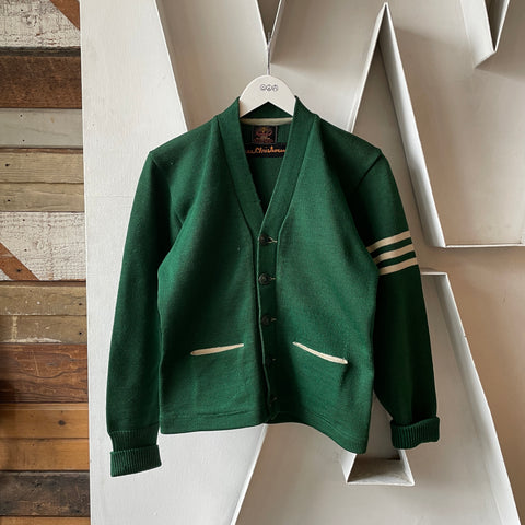 50's Green Collegiate Cardigan - Small