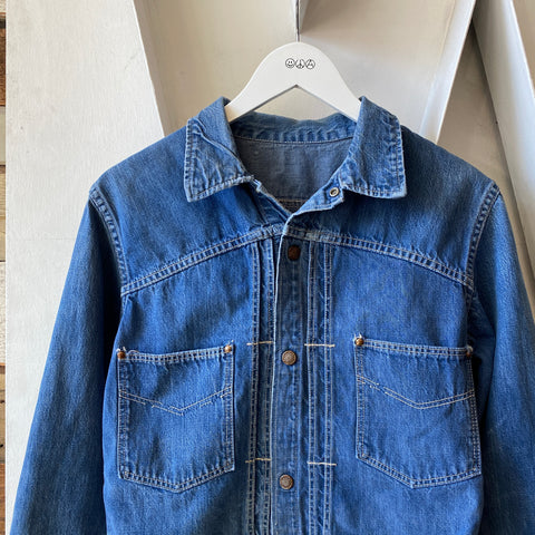 60's Pleated Denim Jacket - Small