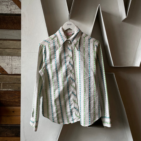 70’s Patterned Button up Shirt - Small