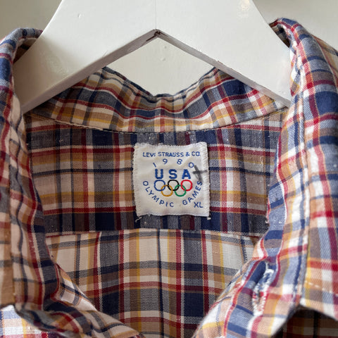 80's Levi's Olympic Button Up - XL
