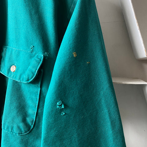 80's Green Button up - Large