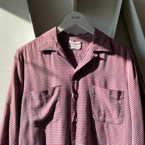 60’s Gingham Loop Collar Shirt - Medium