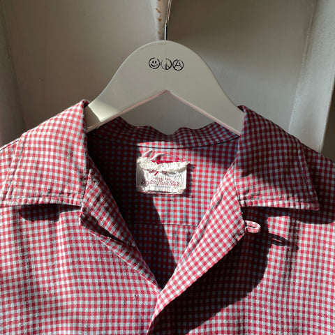 60’s Gingham Loop Collar Shirt - Medium