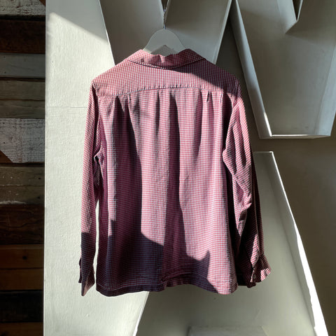 60’s Gingham Loop Collar Shirt - Medium