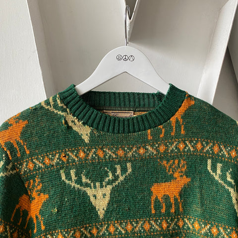 30's Wool Novelty Sweater - Medium