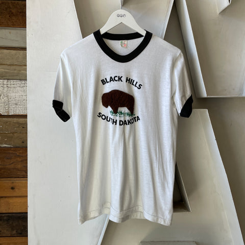 70’s Black Hills Fuzzy Buffalo Ringer Tee - Medium