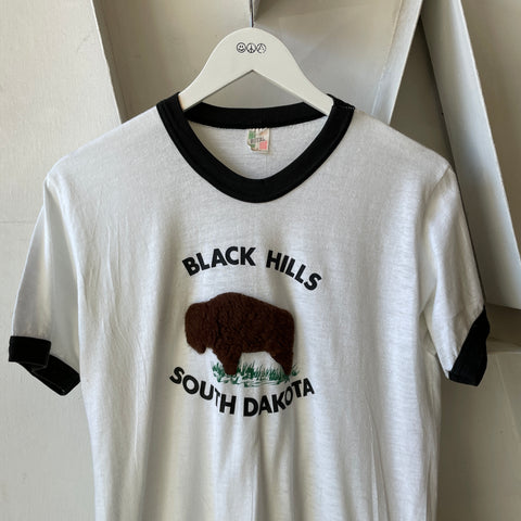 70’s Black Hills Fuzzy Buffalo Ringer Tee - Medium