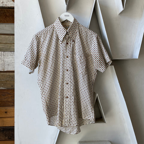 60’s Polka Dot Patterned Party Shirt - Medium