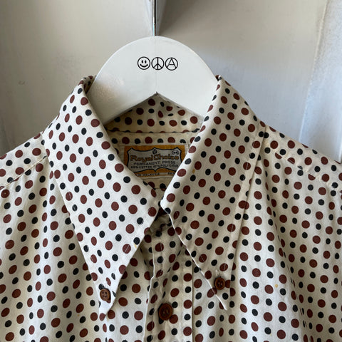 60’s Polka Dot Patterned Party Shirt - Medium