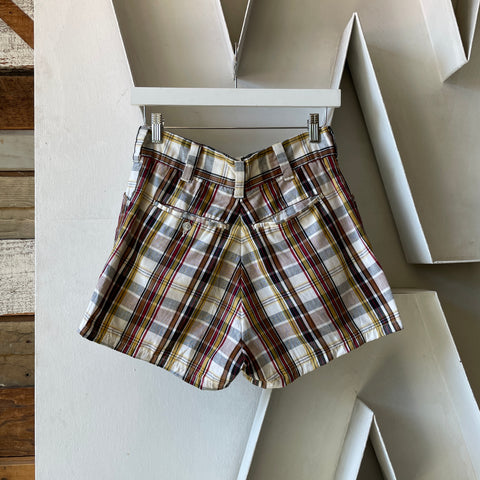 60’s Madras Plaid Shorts - 26” x 3”