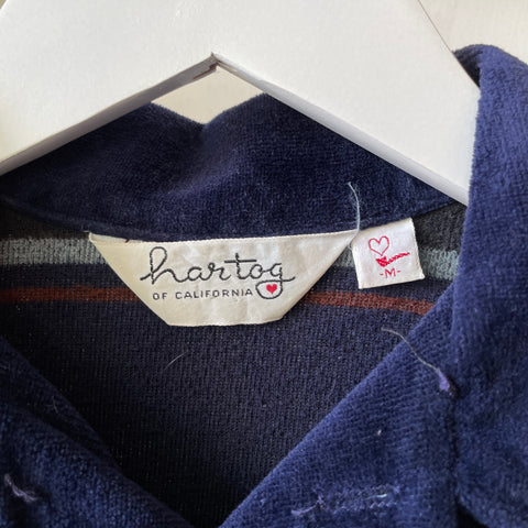 Striped Velour Collared Shirt - Medium