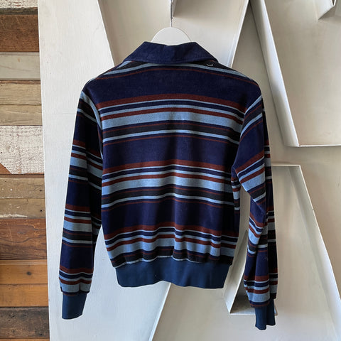 Striped Velour Collared Shirt - Medium