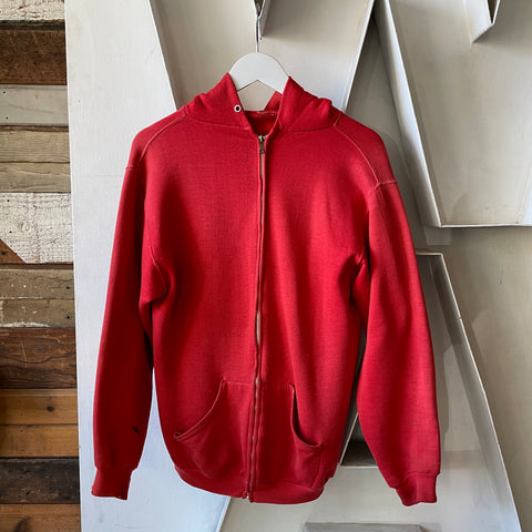 70's Red Zip Up Sweat - XL