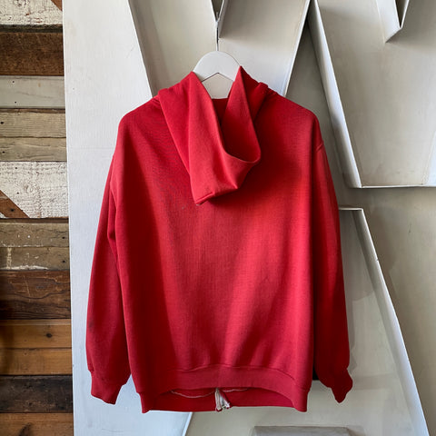 70's Red Zip Up Sweat - XL
