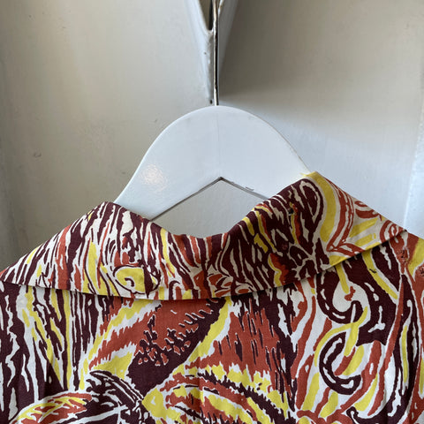 60’s Rayon Printed Button Up - XL