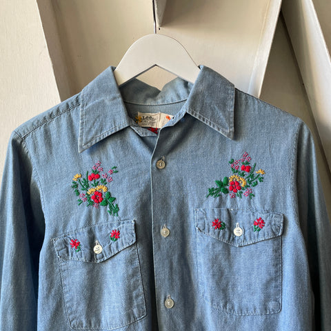 70's Embroidered Lee Chambray - Small